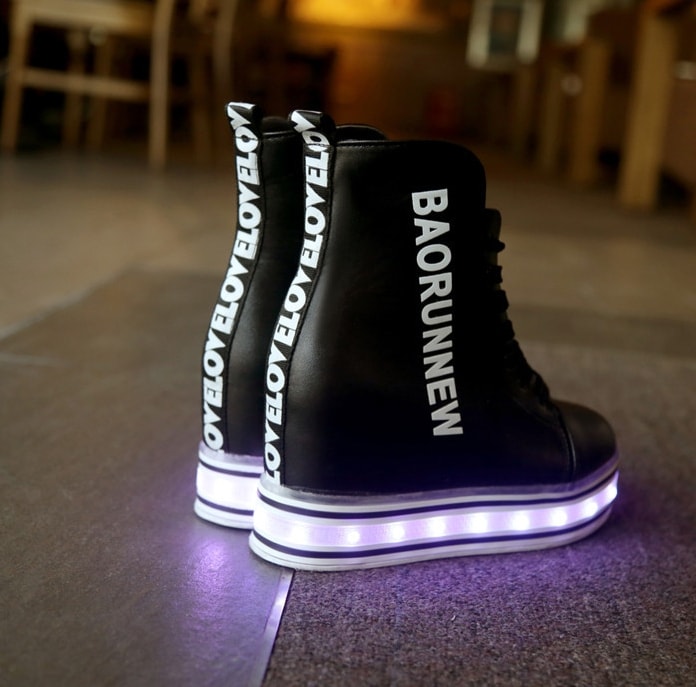 Black High Top Trendy LED Boots - Female - Tamochi